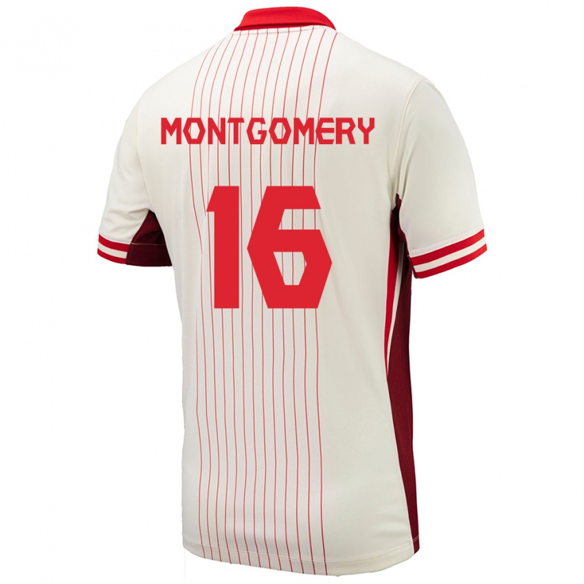 Donna Maglia Canada Callum Montgomery #16 Bianco Kit Gara Away 24-26 Maglietta