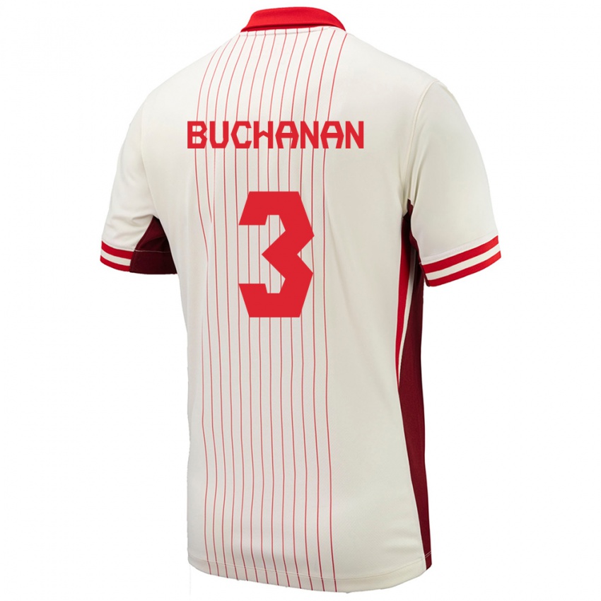 Donna Maglia Canada Kadeisha Buchanan #3 Bianco Kit Gara Away 24-26 Maglietta