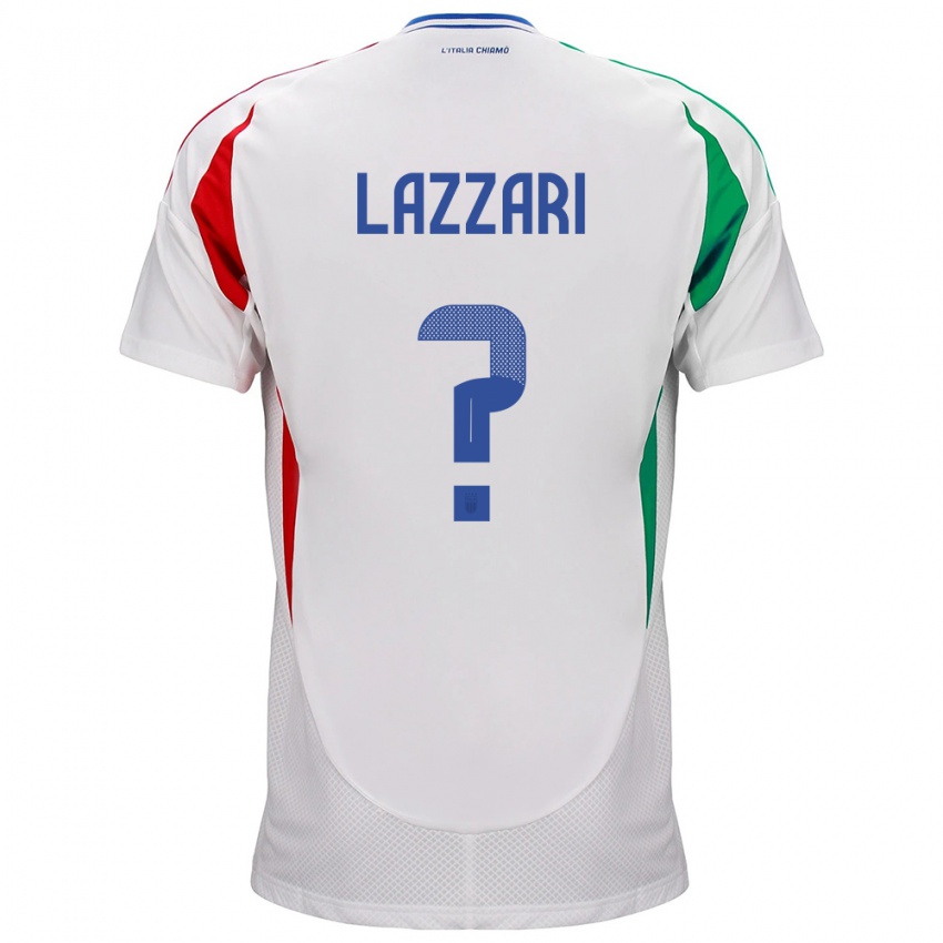 Donna Maglia Italia Manuel Lazzari #0 Bianco Kit Gara Away 24-26 Maglietta