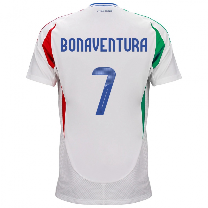 Donna Maglia Italia Giacomo Bonaventura #7 Bianco Kit Gara Away 24-26 Maglietta