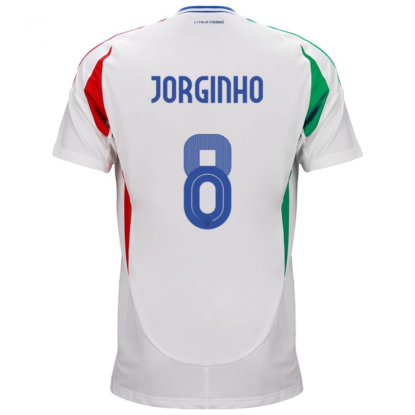 Donna Maglia Italia Jorginho #8 Bianco Kit Gara Away 24-26 Maglietta