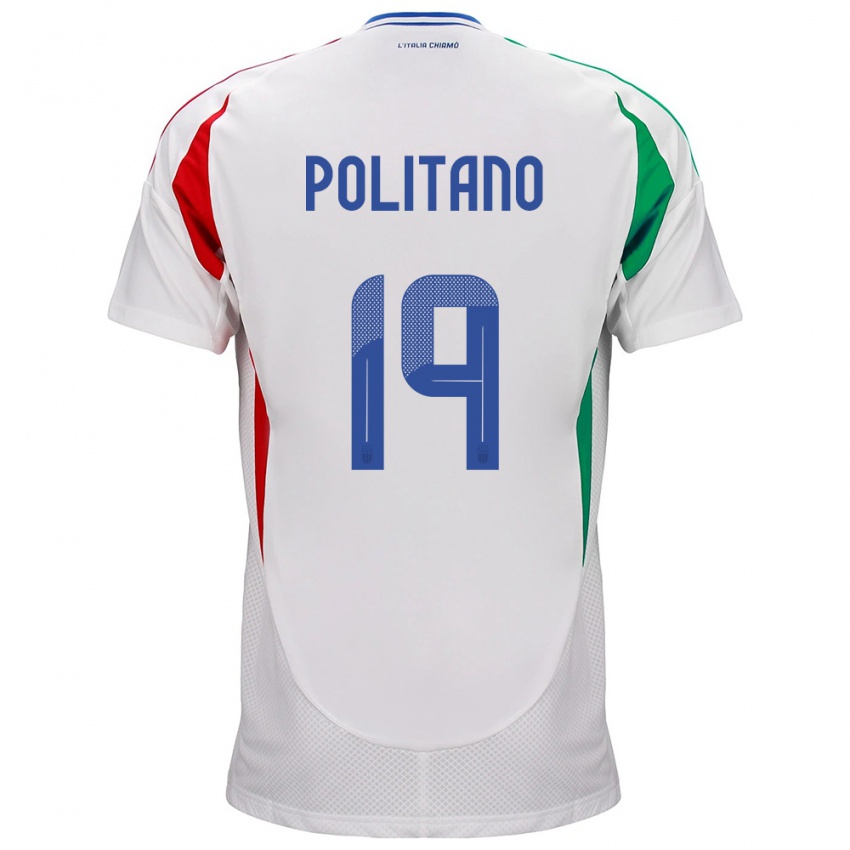 Donna Maglia Italia Matteo Politano #19 Bianco Kit Gara Away 24-26 Maglietta