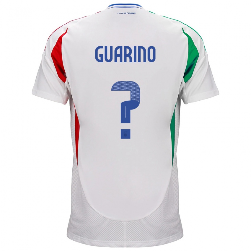 Donna Maglia Italia Gabriele Guarino #0 Bianco Kit Gara Away 24-26 Maglietta