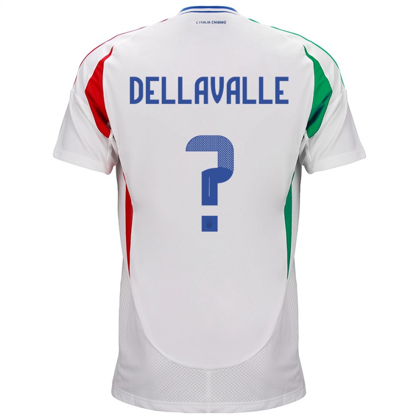 Donna Maglia Italia Alessandro Dellavalle #0 Bianco Kit Gara Away 24-26 Maglietta