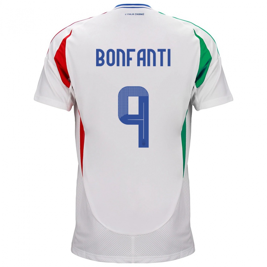 Donna Maglia Italia Nicholas Bonfanti #9 Bianco Kit Gara Away 24-26 Maglietta