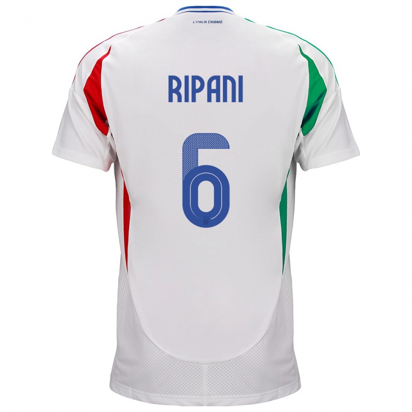 Donna Maglia Italia Diego Ripani #6 Bianco Kit Gara Away 24-26 Maglietta