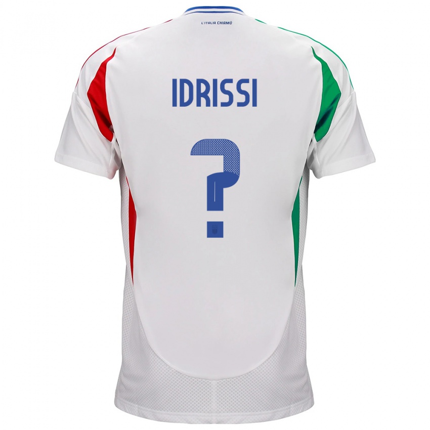 Donna Maglia Italia Riyad Idrissi #0 Bianco Kit Gara Away 24-26 Maglietta