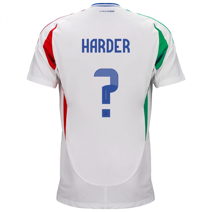 Donna Maglia Italia Jonas Harder #0 Bianco Kit Gara Away 24-26 Maglietta