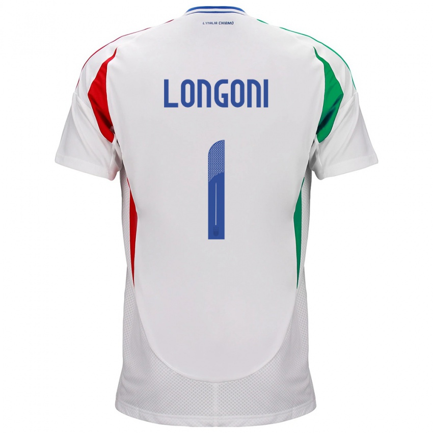 Donna Maglia Italia Alessandro Longoni #1 Bianco Kit Gara Away 24-26 Maglietta
