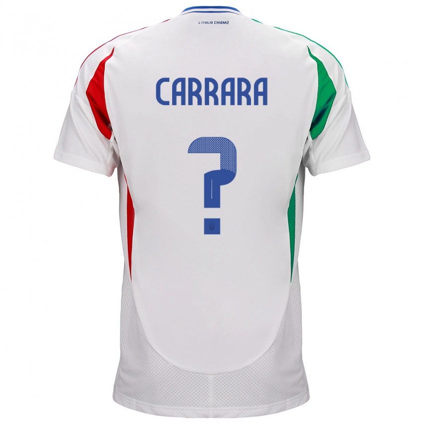 Donna Maglia Italia Cristian Carrara #0 Bianco Kit Gara Away 24-26 Maglietta