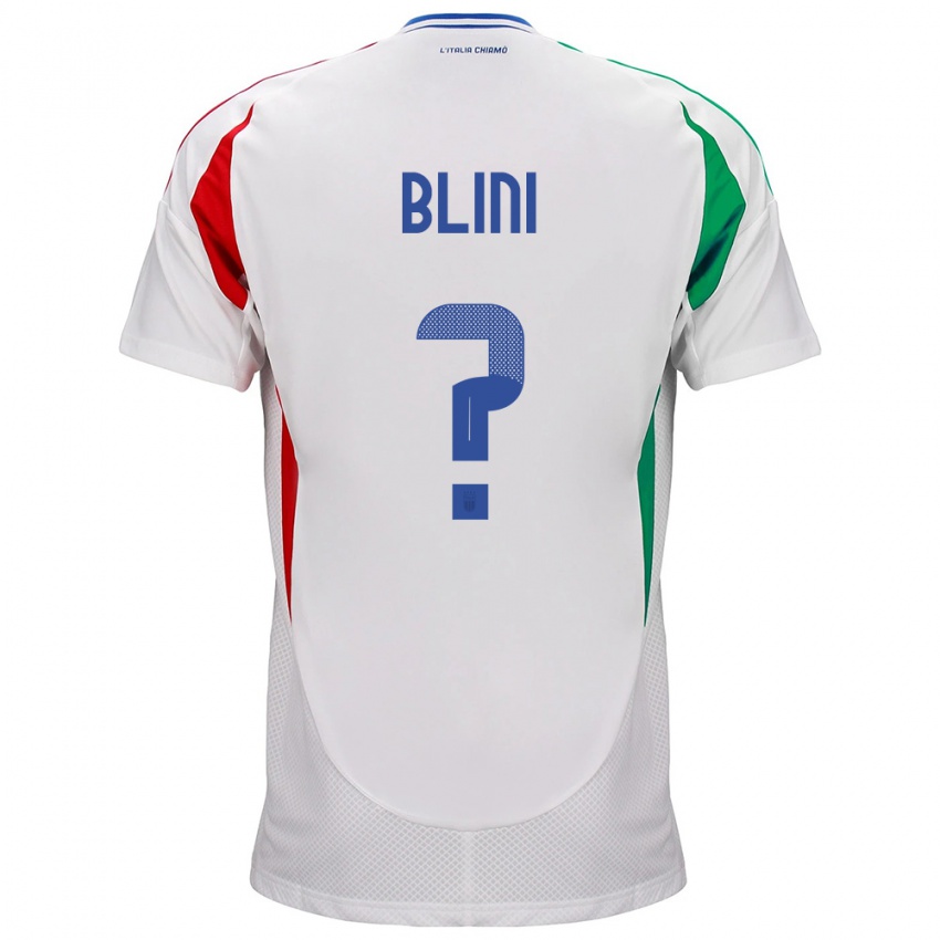 Donna Maglia Italia Oliver Blini #0 Bianco Kit Gara Away 24-26 Maglietta