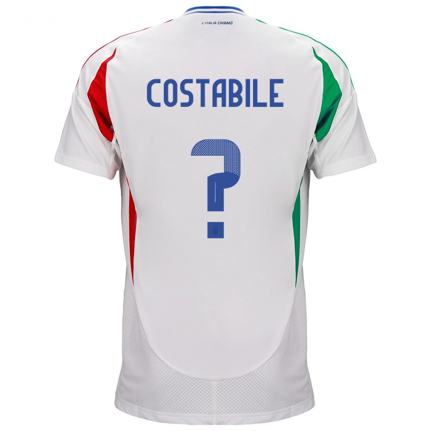 Donna Maglia Italia Cristian Costabile #0 Bianco Kit Gara Away 24-26 Maglietta