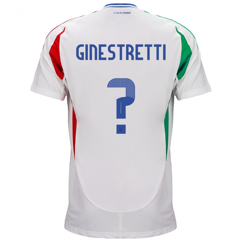 Donna Maglia Italia Davide Ginestretti #0 Bianco Kit Gara Away 24-26 Maglietta