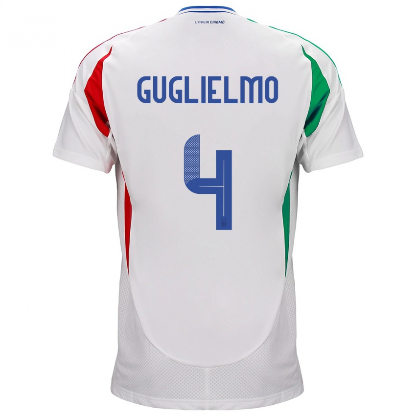 Donna Maglia Italia Lucia Di Guglielmo #4 Bianco Kit Gara Away 24-26 Maglietta