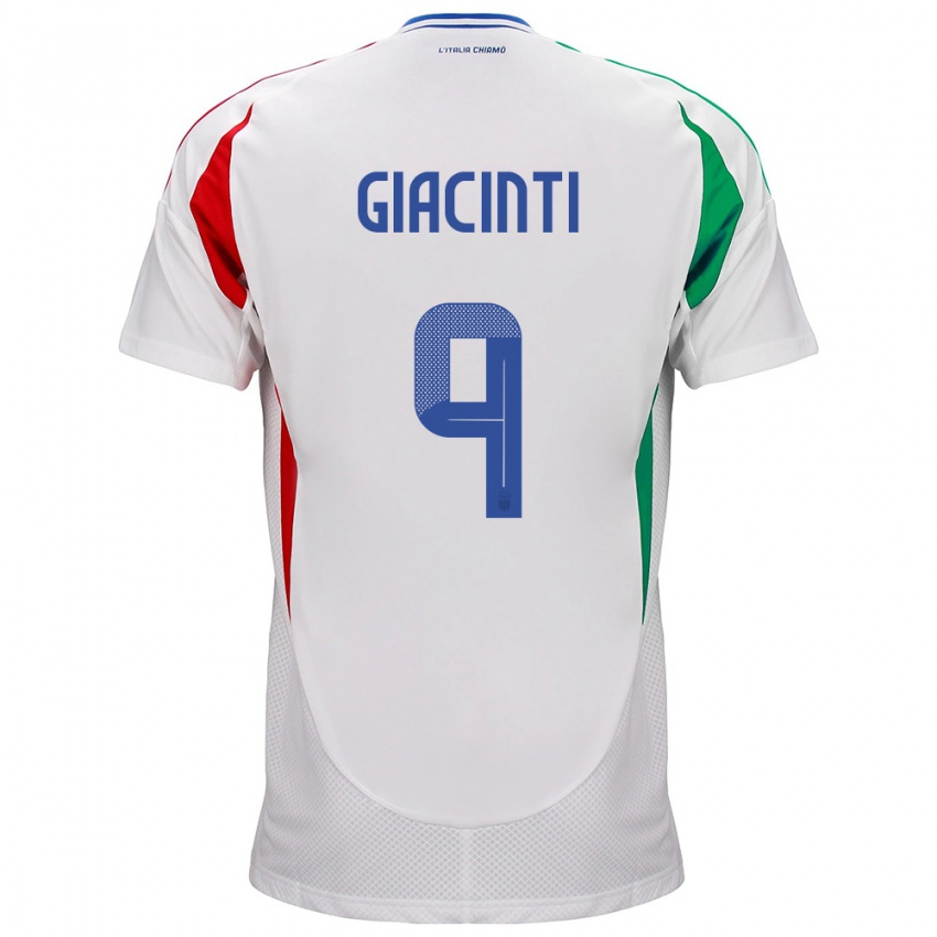 Donna Maglia Italia Valentina Giacinti #9 Bianco Kit Gara Away 24-26 Maglietta