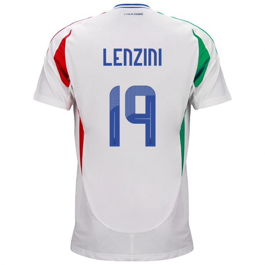 Donna Maglia Italia Martina Lenzini #19 Bianco Kit Gara Away 24-26 Maglietta