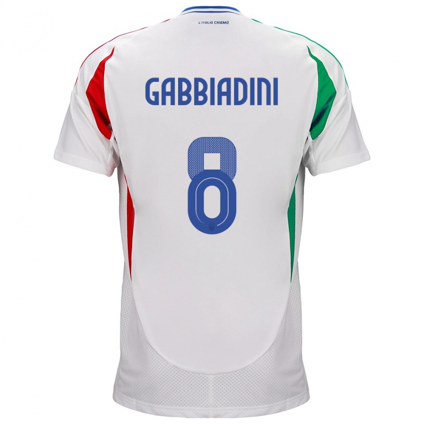 Donna Maglia Italia Melania Gabbiadini #8 Bianco Kit Gara Away 24-26 Maglietta