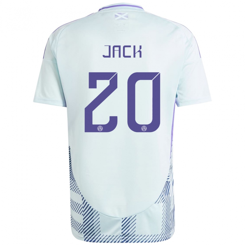 Donna Maglia Scotland Ryan Jack #20 Blu Menta Chiaro Kit Gara Away 24-26 Maglietta