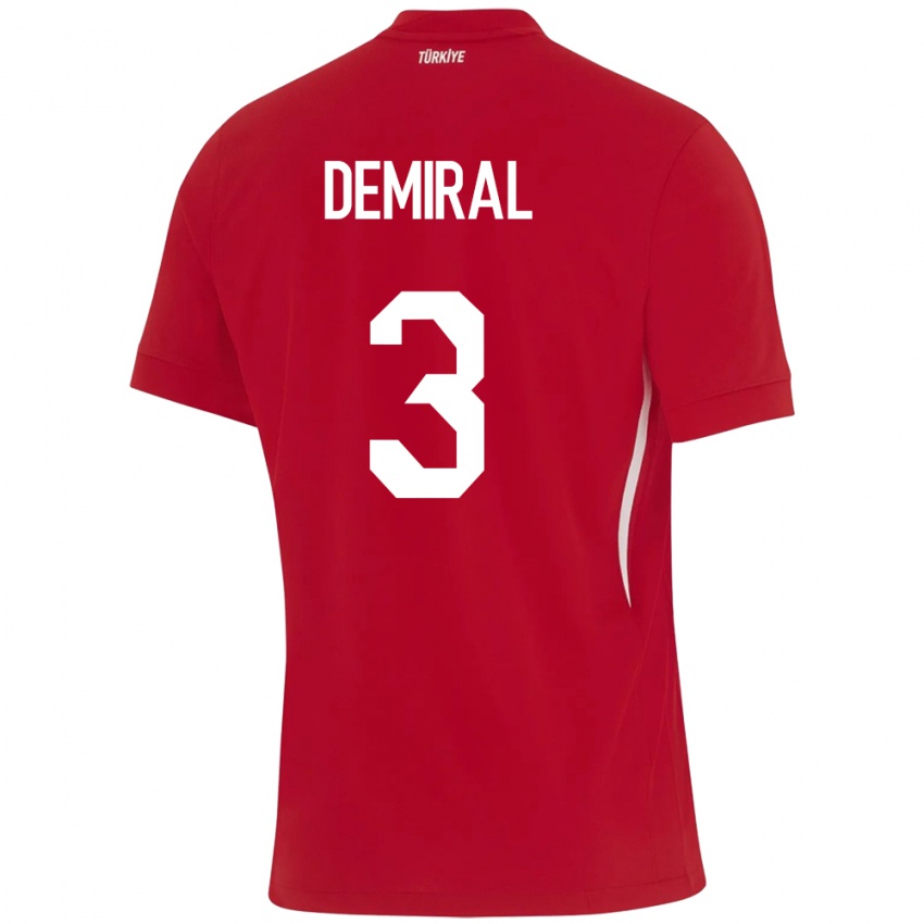 Donna Maglia Turchia Merih Demiral #3 Rosso Kit Gara Away 24-26 Maglietta