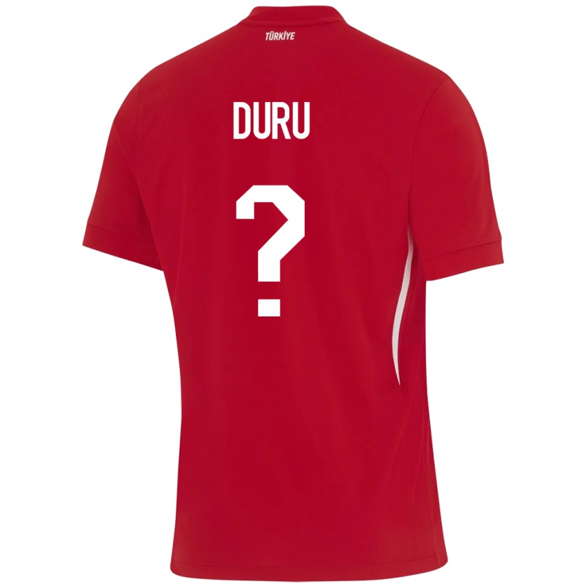 Donna Maglia Turchia Mustafa Duru #0 Rosso Kit Gara Away 24-26 Maglietta