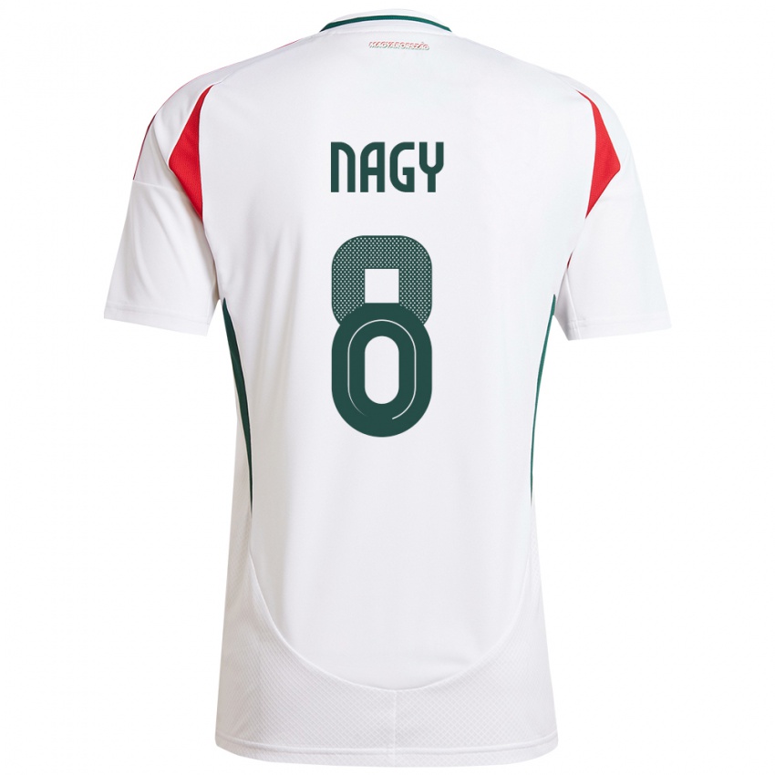 Donna Maglia Ungheria Ádám Nagy #8 Bianco Kit Gara Away 24-26 Maglietta