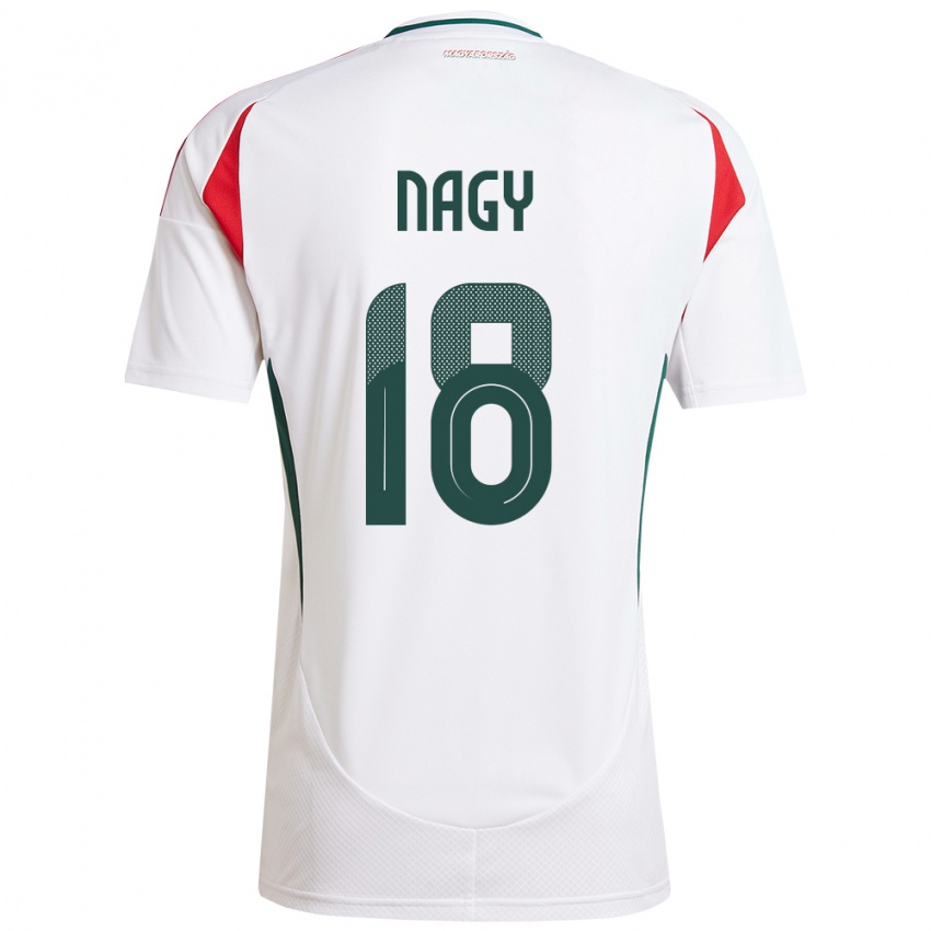 Donna Maglia Ungheria Zsolt Nagy #18 Bianco Kit Gara Away 24-26 Maglietta