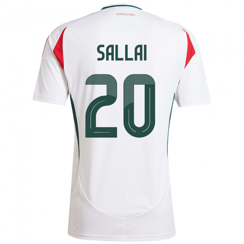 Donna Maglia Ungheria Roland Sallai #20 Bianco Kit Gara Away 24-26 Maglietta