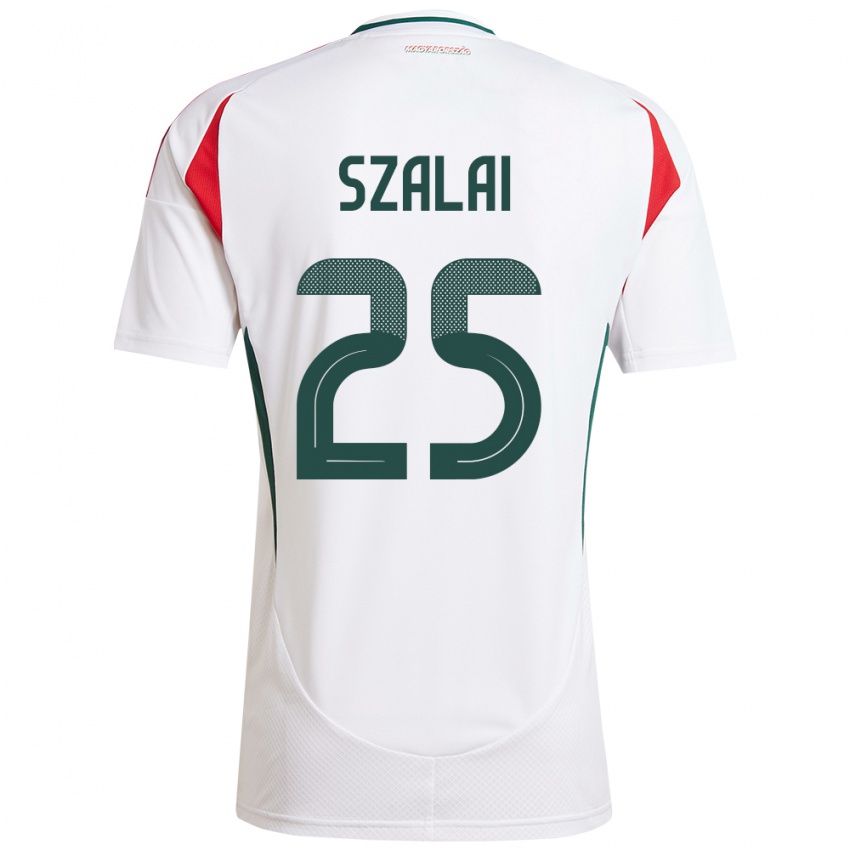 Donna Maglia Ungheria Gábor Szalai #25 Bianco Kit Gara Away 24-26 Maglietta