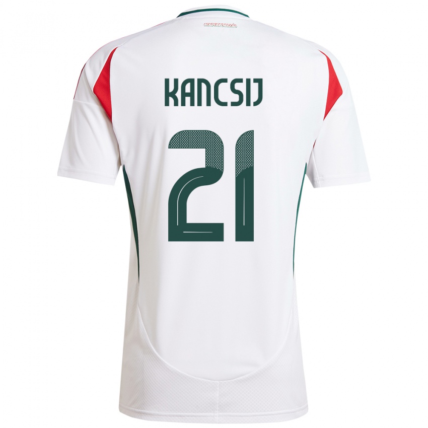 Donna Maglia Ungheria Artúr Kancsij #21 Bianco Kit Gara Away 24-26 Maglietta