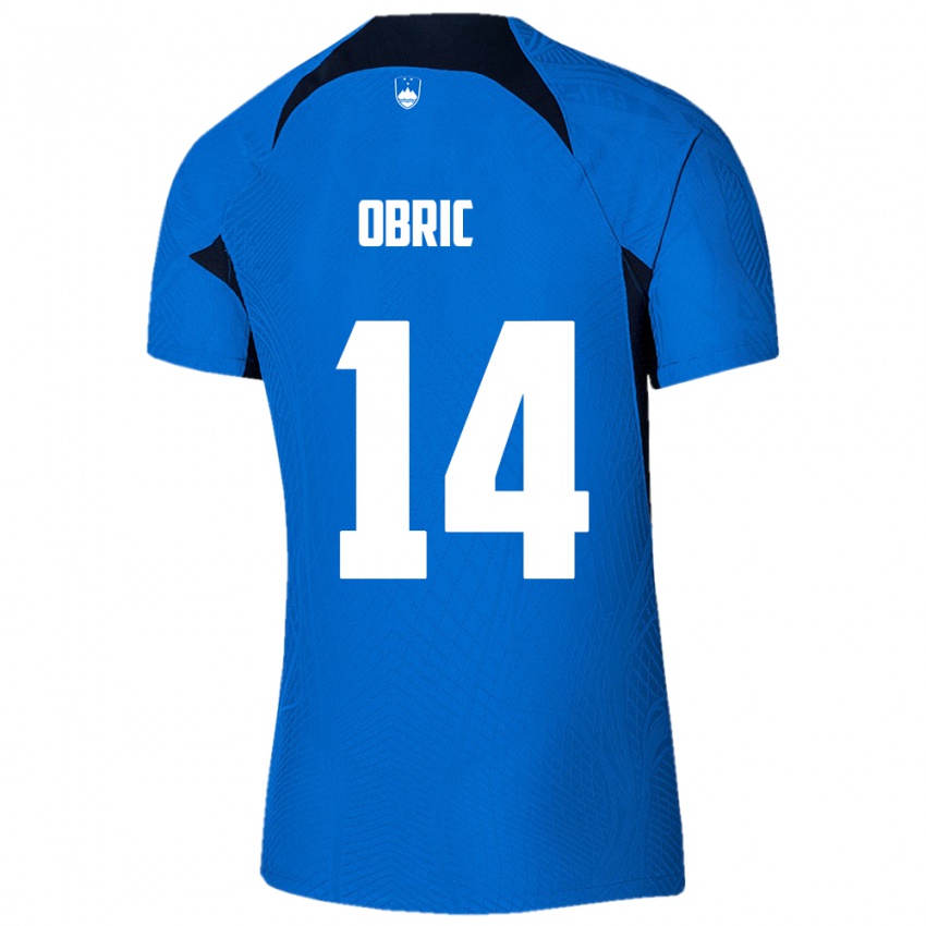 Donna Maglia Slovenia Relja Obric #14 Blu Kit Gara Away 24-26 Maglietta