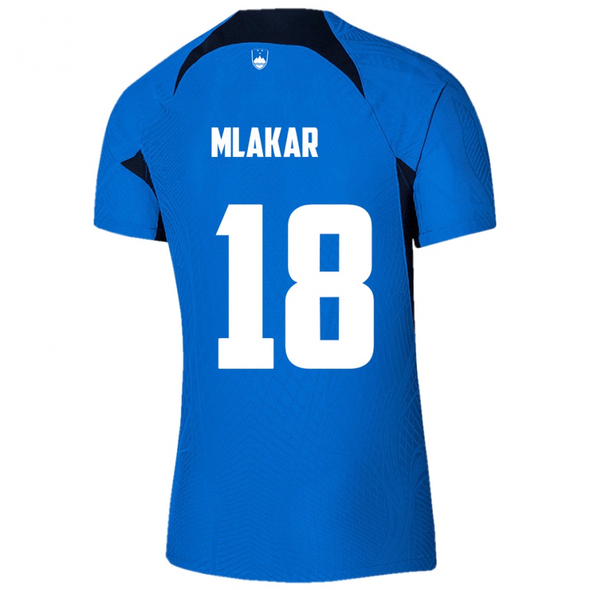 Donna Maglia Slovenia Luka Mlakar #18 Blu Kit Gara Away 24-26 Maglietta