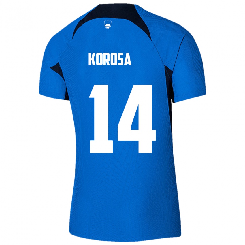 Donna Maglia Slovenia Anej Koroša #14 Blu Kit Gara Away 24-26 Maglietta