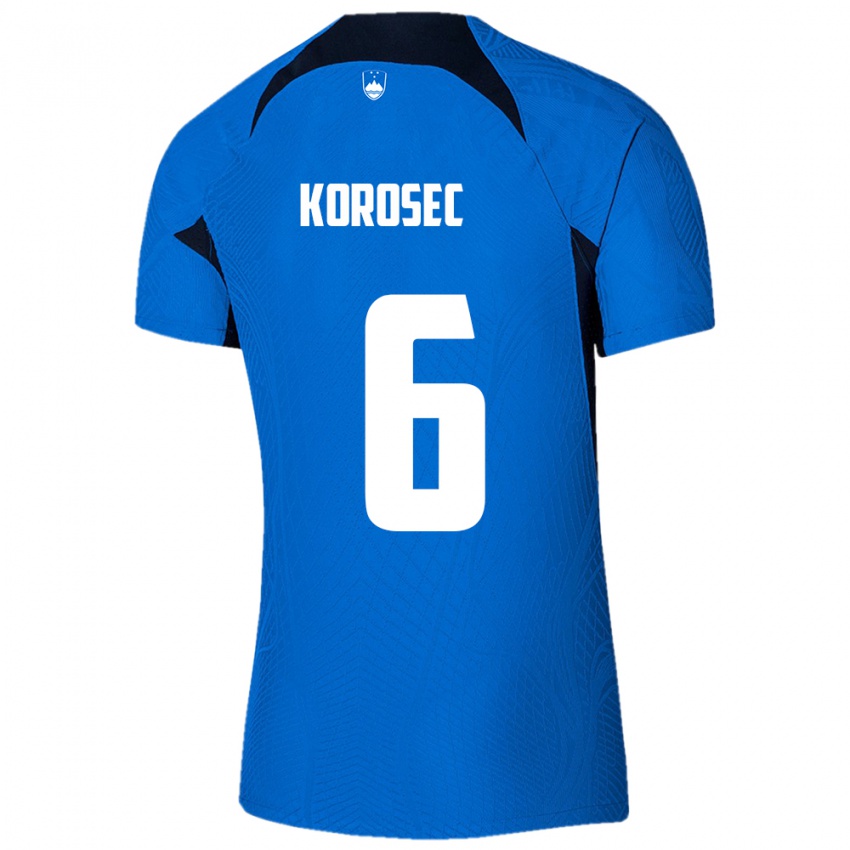 Donna Maglia Slovenia Kaja Korošec #6 Blu Kit Gara Away 24-26 Maglietta