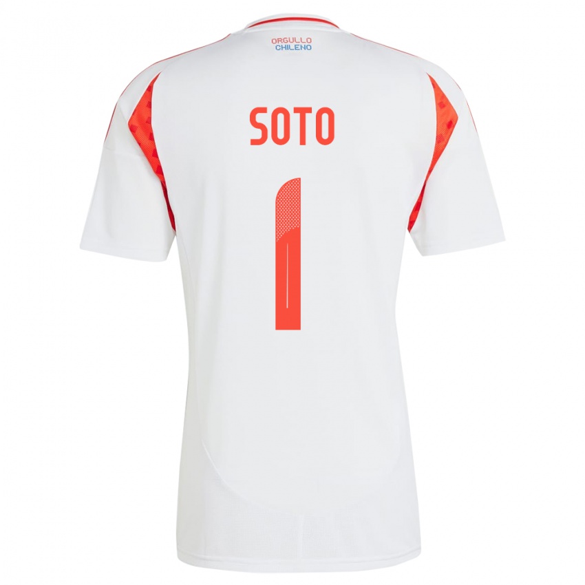 Donna Maglia Cile Fernando Soto #1 Bianco Kit Gara Away 24-26 Maglietta