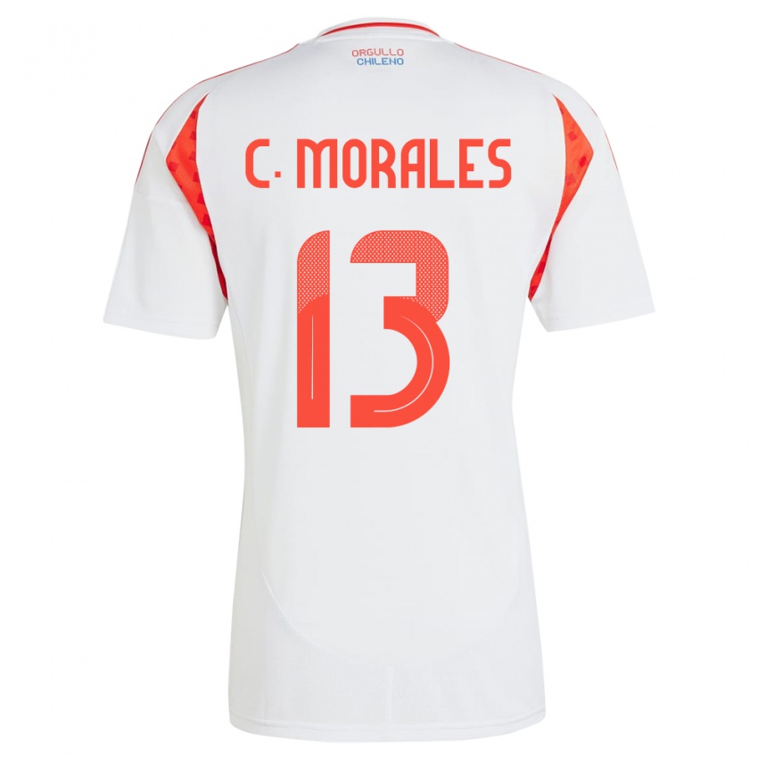 Donna Maglia Cile Cristián Morales #13 Bianco Kit Gara Away 24-26 Maglietta