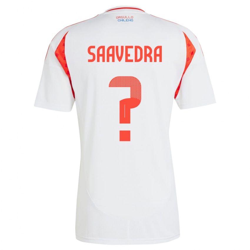 Donna Maglia Cile Danilo Saavedra #0 Bianco Kit Gara Away 24-26 Maglietta