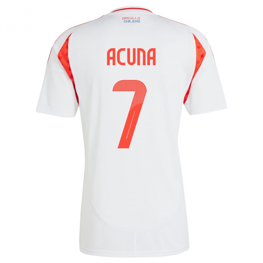 Donna Maglia Cile Yenny Acuña #7 Bianco Kit Gara Away 24-26 Maglietta