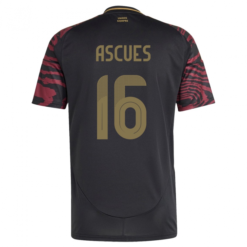 Donna Maglia Perù Carlos Ascues #16 Nero Kit Gara Away 24-26 Maglietta