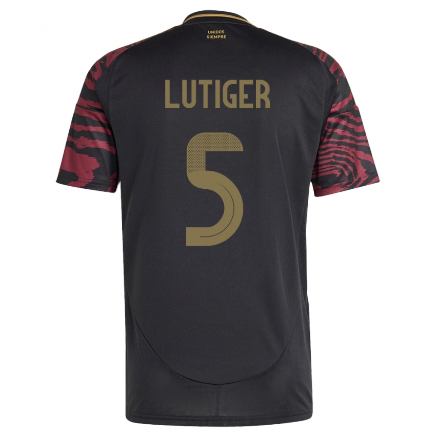 Donna Maglia Perù Rafael Lutiger #5 Nero Kit Gara Away 24-26 Maglietta