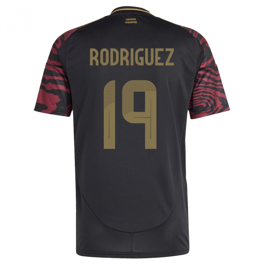 Donna Maglia Perù Mateo Rodríguez #19 Nero Kit Gara Away 24-26 Maglietta