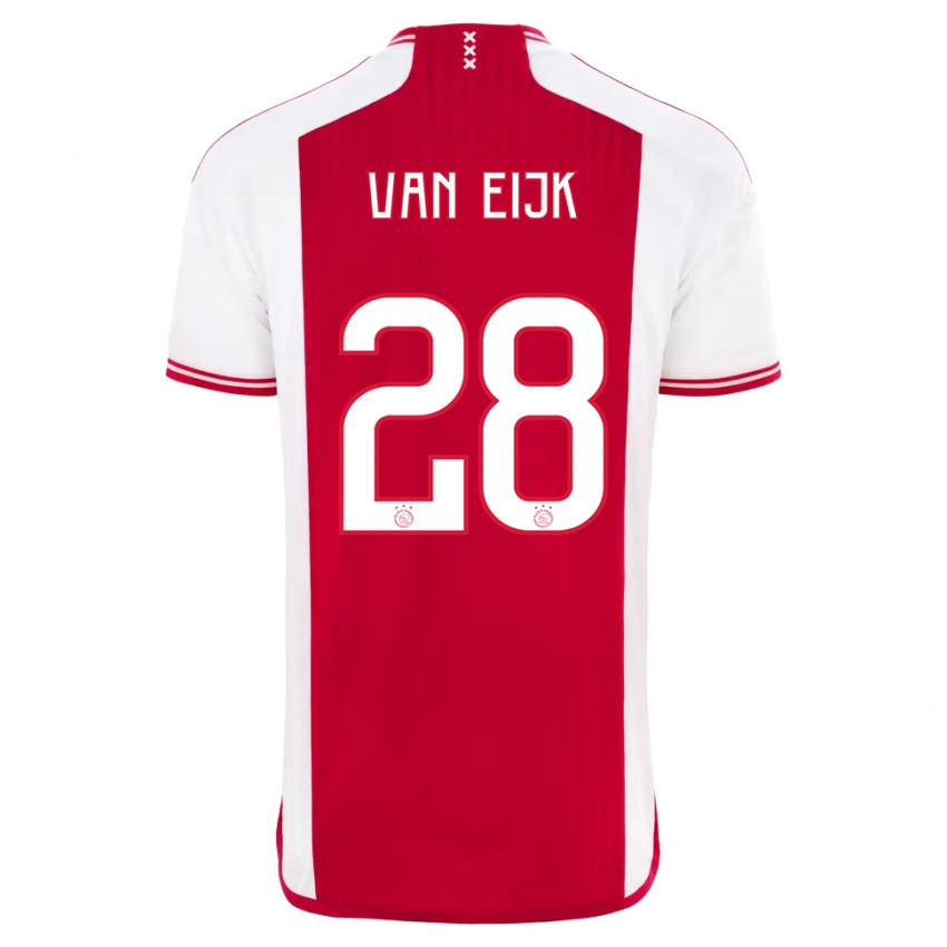 Bambino Maglia Regina Van Eijk #28 Rosso Bianco Kit Gara Home 2023/24 Maglietta