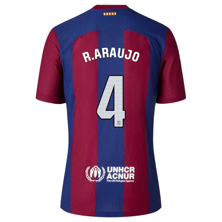 Bambino Maglia Ronald Araujo #4 Rosso Blu Kit Gara Home 2023/24 Maglietta