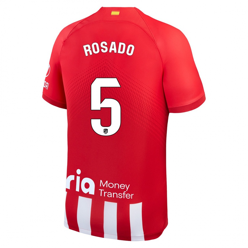 Bambino Maglia Diego Rosado #5 Rosso Bianco Kit Gara Home 2023/24 Maglietta