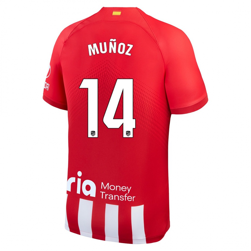 Bambino Maglia David Muñoz #14 Rosso Bianco Kit Gara Home 2023/24 Maglietta