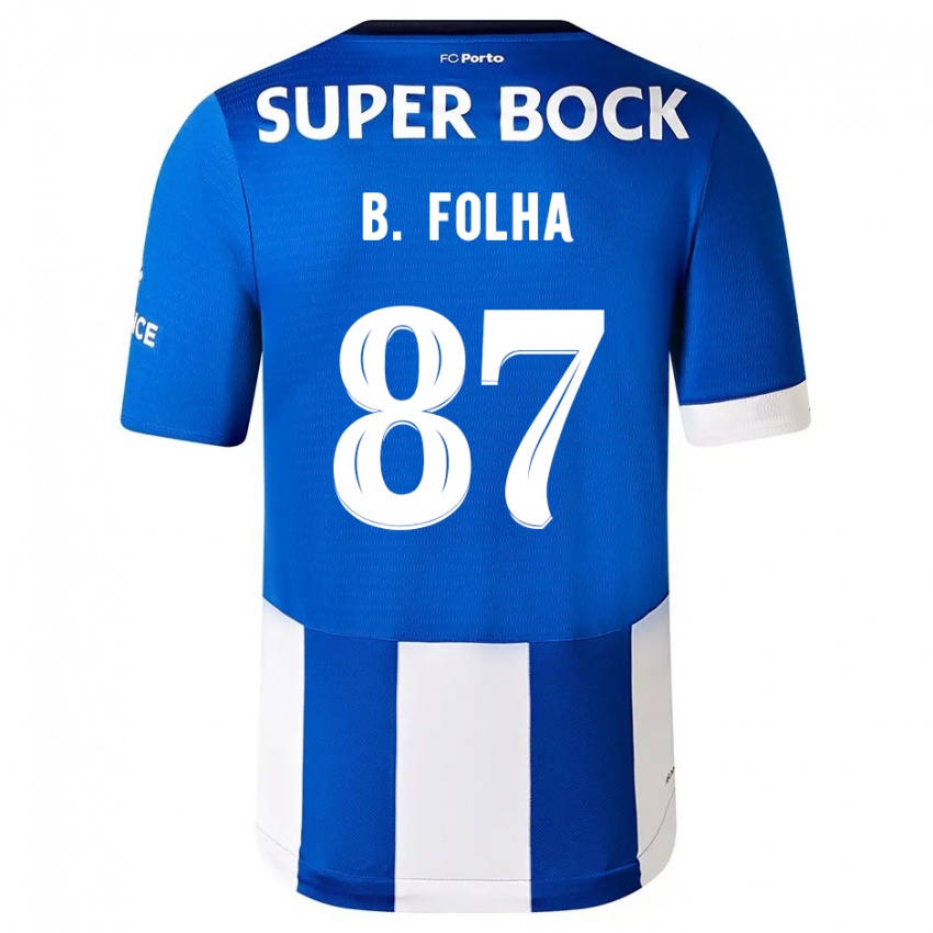 Bambino Maglia Bernardo Folha #87 Blu Bianco Kit Gara Home 2023/24 Maglietta