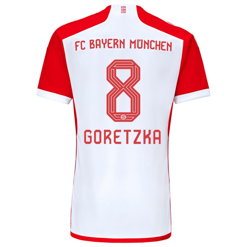 Bambino Maglia Leon Goretzka #8 Rosso Bianco Kit Gara Home 2023/24 Maglietta