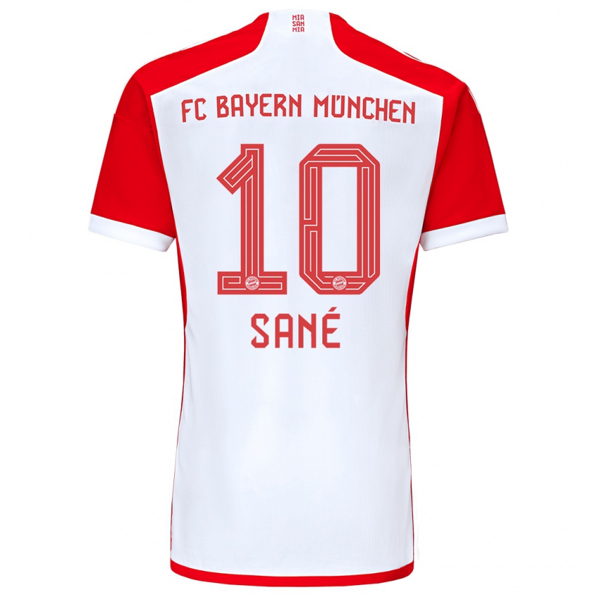 Bambino Maglia Leroy Sane #10 Rosso Bianco Kit Gara Home 2023/24 Maglietta