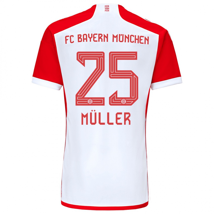 Bambino Maglia Thomas Muller #25 Rosso Bianco Kit Gara Home 2023/24 Maglietta