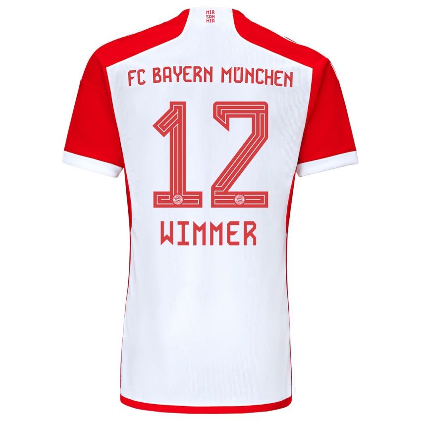 Bambino Maglia Benedikt Wimmer #12 Rosso Bianco Kit Gara Home 2023/24 Maglietta