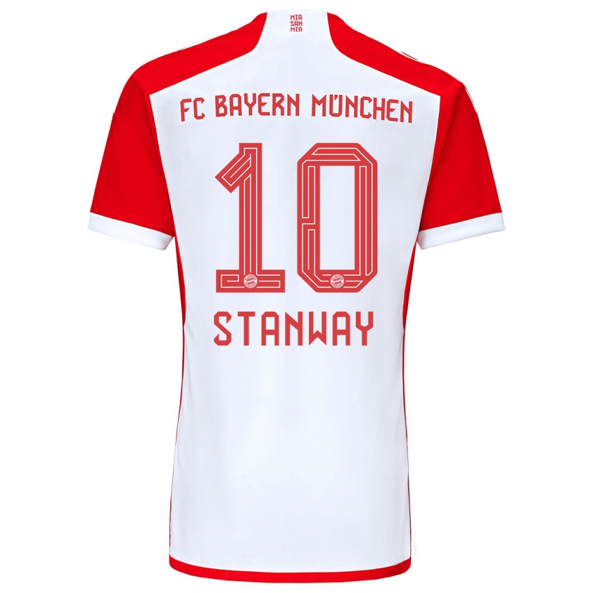 Bambino Maglia Georgia Stanway #10 Rosso Bianco Kit Gara Home 2023/24 Maglietta